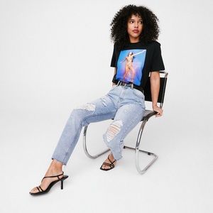 Raw Hem Distressed Mom Jeans BNWT